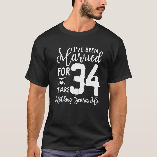 34 Years Married  Funny Couple 34Th Anniversary T-Shirt (Front)