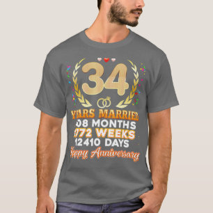 34 Years Married Happy 34th Wedding Anniversary Co T-Shirt