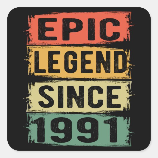 34 Years Old Bday Epic Legend 34th Birthday Gift Square Sticker (Front)