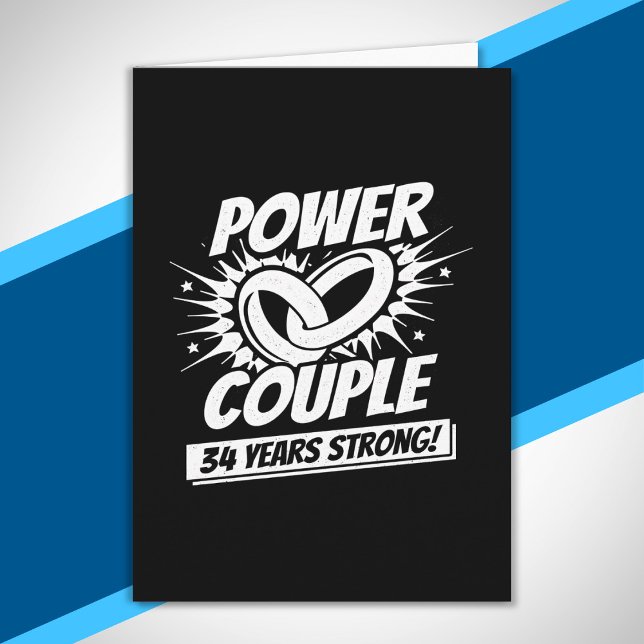 34th Anniversary Couples Married 34 Years Strong Card (Creator Uploaded)