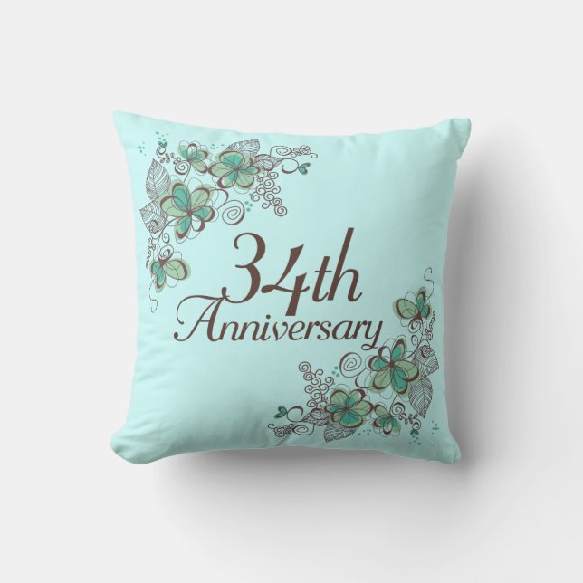 34th Anniversary Gift Throw Pillow (Front)