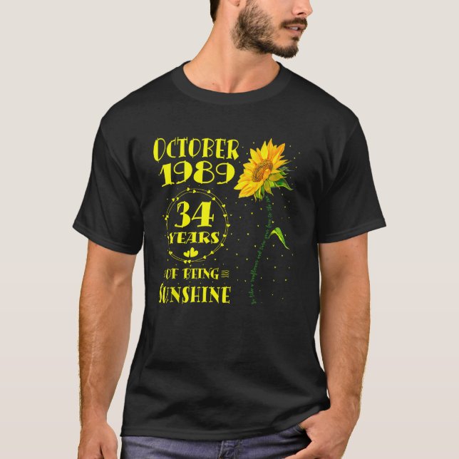 34th Birthday 34 Year Old Sunflower Lovers Born Oc T-Shirt (Front)