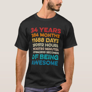 34th Birthday 34 Years of Being Awesome Vintage 34 T-Shirt