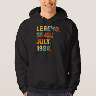 34th Birthday 34 Years Old Legend Since July 1988 Hoodie