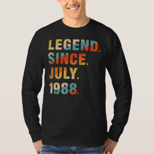 34th Birthday 34 Years Old Legend Since July 1988 T-Shirt