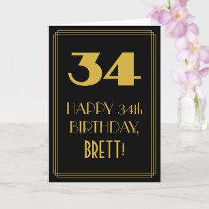 34th Birthday ~ Art Deco Inspired Look "34" & Name Card