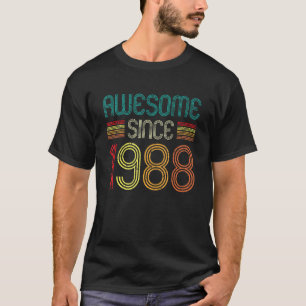 34th Birthday Awesome Since 1988 34 Years Old Vin T-Shirt