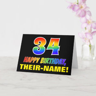 34th Birthday: Bold, Fun, Simple, Rainbow 34 Card