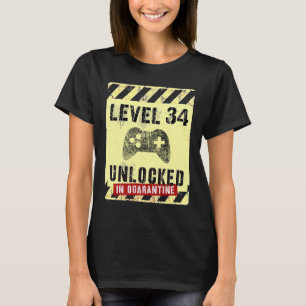 34th Birthday Boy Gamer LEVEL 34 UNLOCKED in Quara T-Shirt