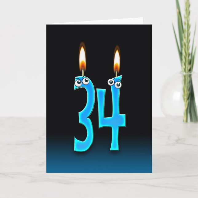 34th Birthday Candles Card (Front)