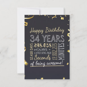 34th Birthday Card - 34 Years of being Awesome