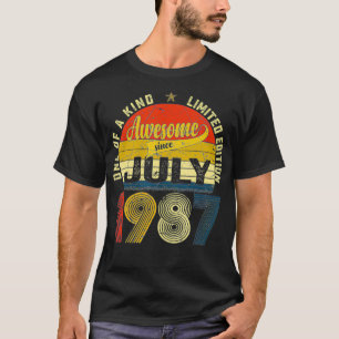 34th Birthday Decorations July 1987 Men Women 34 Y T-Shirt