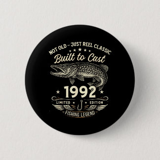 34th Birthday Fishing Gift Men Original 1992 Lied 6 Cm Round Badge