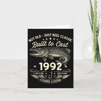 34th Birthday Fishing Gift Men Original 1992 Lied Card