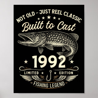 34th Birthday Fishing Gift Men Original 1992 Lied Poster