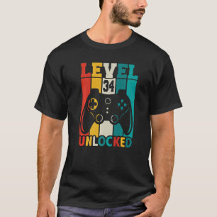 34th Birthday Gaming Birthday Level 34 Unlocked T-Shirt