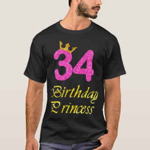 34th Birthday Gift Princess Girl Tee For 34 Years