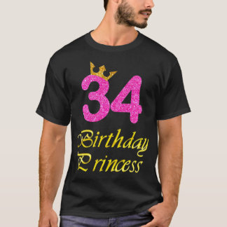 34th Birthday Gift Princess Girl Tee For 34 Years