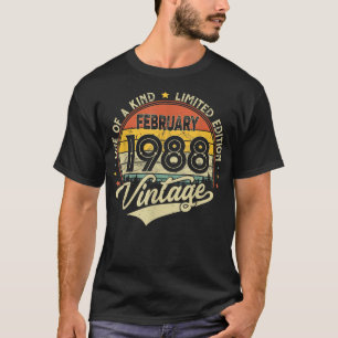 34th Birthday Gifts 34 Yrs Old Retro Born In Febru T-Shirt