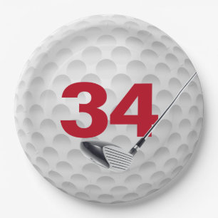 34th Birthday Golf Ball Design Paper Plate