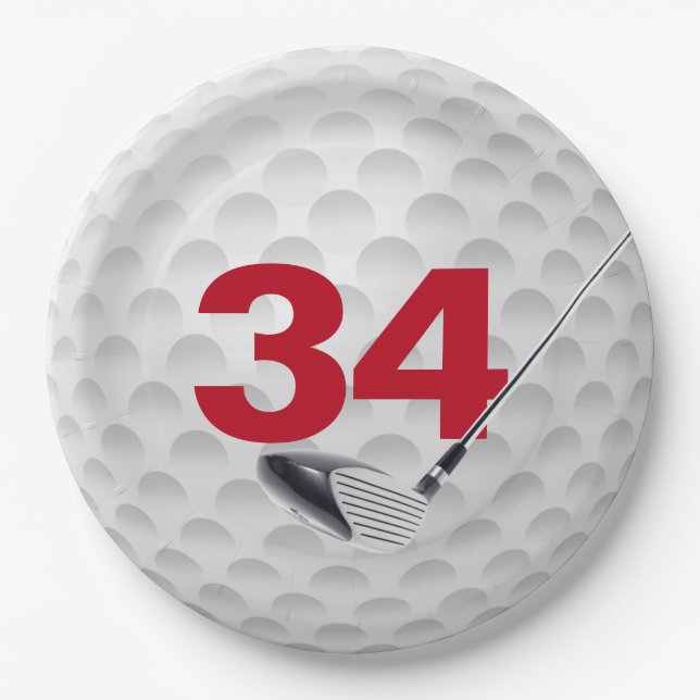 34th Birthday Golf Ball Design  Paper Plate (Front)