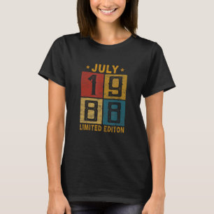 34th Birthday July 1988 Born In 1988 34 Yrs Old Bd T-Shirt