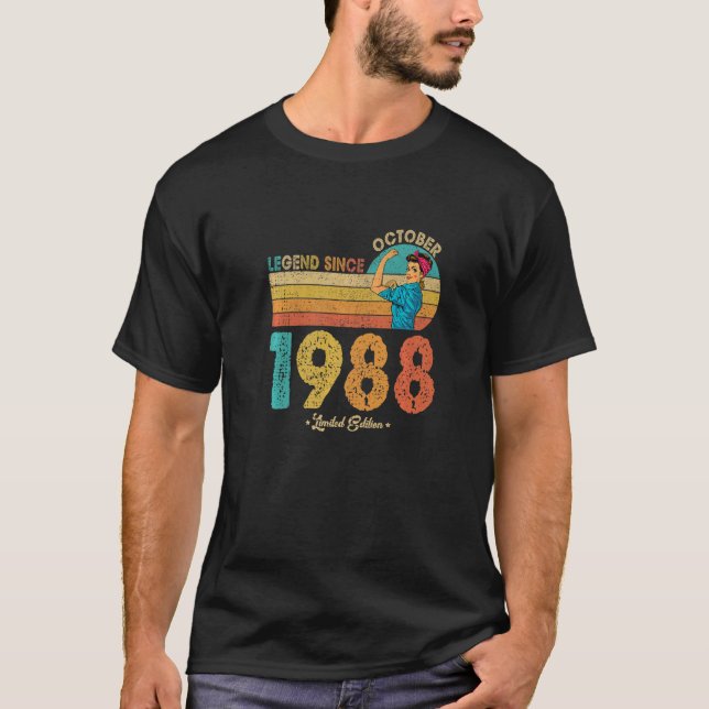 34th Birthday October 1988 Legend Since 1988 34 Ye T-Shirt (Front)