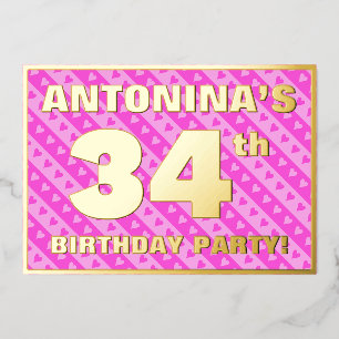 34th Birthday Party — Fun Pink Hearts and Stripes
