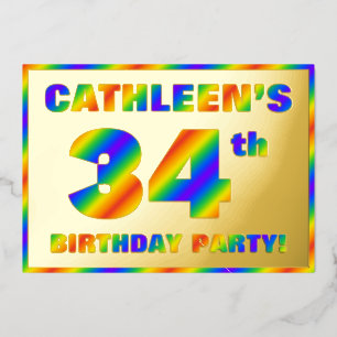 34th Birthday Party — Fun, Rainbow Spectrum “34”