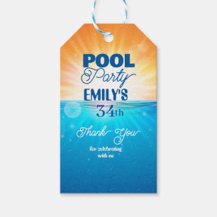 34th birthday pool party gift tags