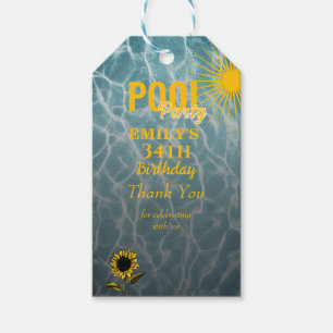 34th birthday pool party invitation gift tags
