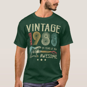 34th Birthday Womens Mens Vintage Awesome 1988 Gui T-Shirt