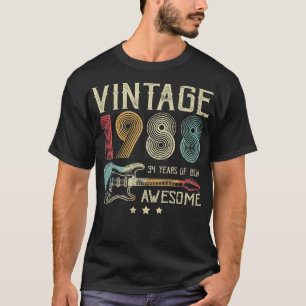 34th Birthday Womens Mens Vintage Awesome 1988 Gui T-Shirt