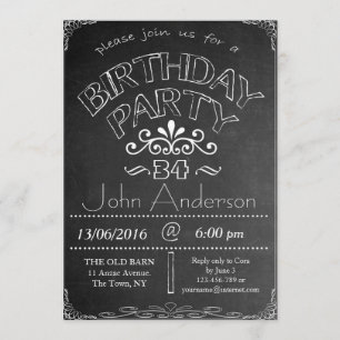 34th Chalkboard Birthday Celebration Invitation