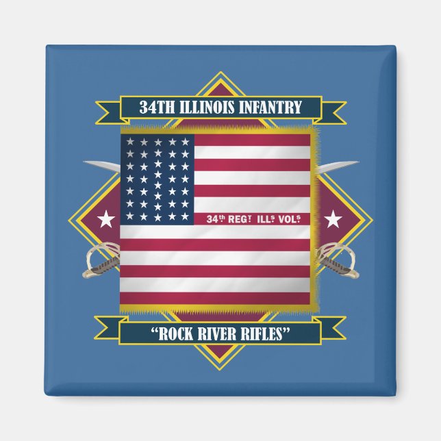 34th Illinois Volunteer Infantry Magnet (Front)