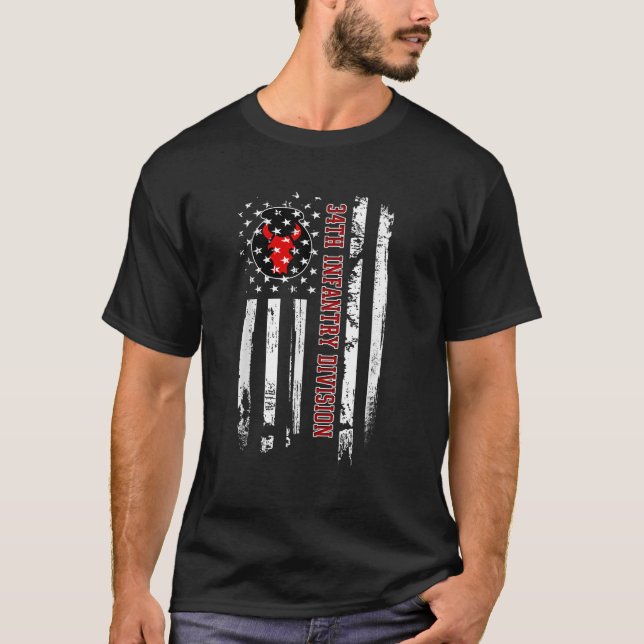 34th Infantry Division Veteran USA Flag Veterans D T-Shirt (Front)