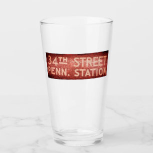34th Street New York, NY Tile Train Station Sign Glass