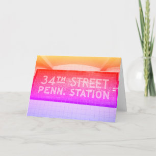 34th Street New York, NY Tile Train Station Sign Thank You Card