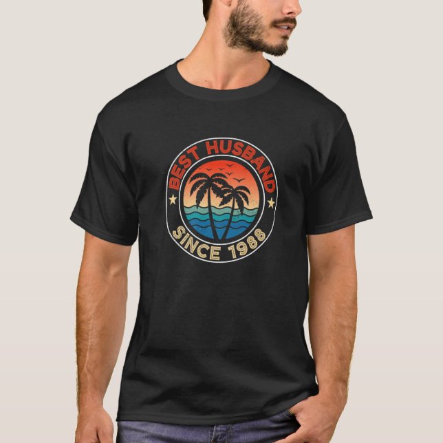 34Th Wedding Anniversary Best Husband Since 1988 3 T-Shirt (Front)