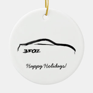 350Z Black Brushstroke Ceramic Tree Decoration