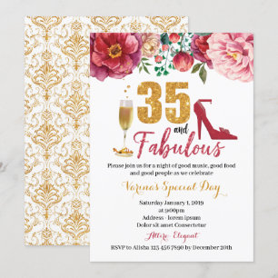 35 and Fabulous Birthday Invitation for Women