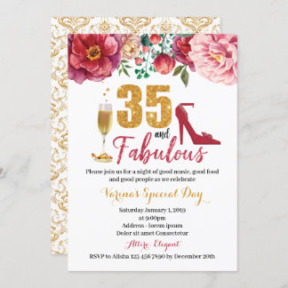 35 and Fabulous Birthday Invitation for Women
