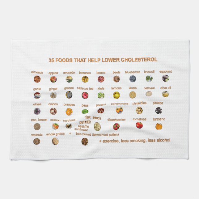 35 Best Foods that help lower cholesterol Tea Towel (Horizontal)
