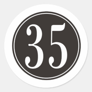 #35 Black Circle Classic Round Sticker