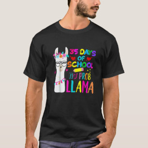 35 Days Of School Teacher No Prob Llama Girls Boys T-Shirt