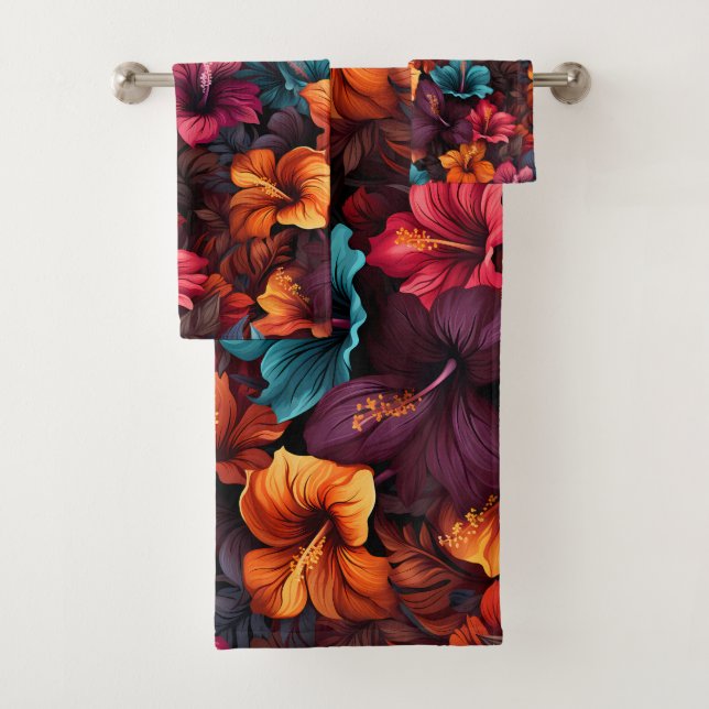 #35 Floral pattern Bath Towel Set (Insitu)