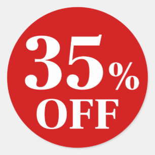 35% OFF Red Background Classic Round Sticker