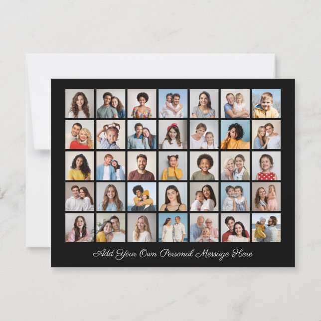 35 Photo Collage Add Your Greeting Editable Colour Card (Front)