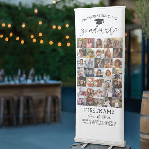 35 Photo - Graduation Modern Minimal White Retractable Banner