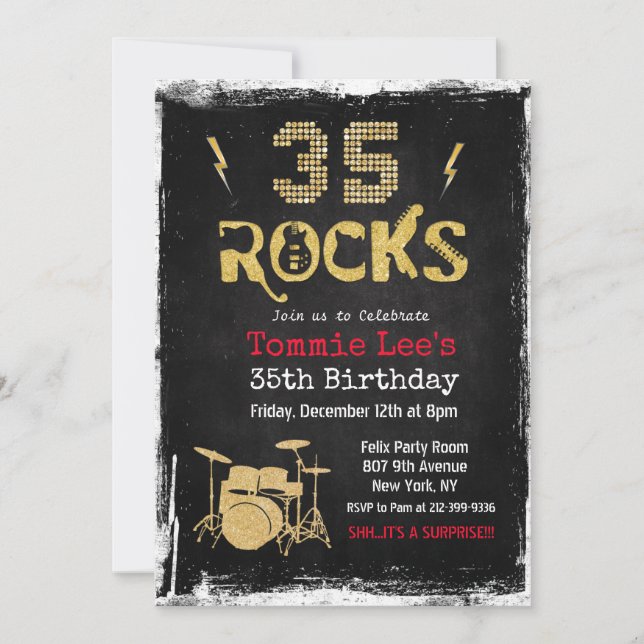 35 Rocks Rock Star Birthday Invitation (Front)